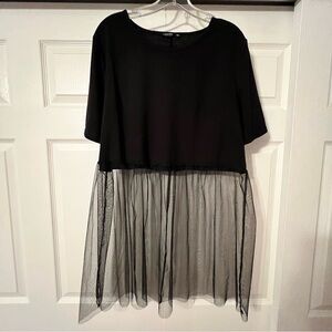 Black Sheer Overlay Top